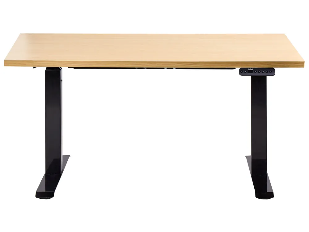 Schreibtisch elektrisch höhenverstellbar DESTINES 120 cm 72 cm Schwarz / Hellbraun_1000340