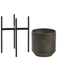 Elevated Plant Pot ALDOVANDRA 34 cm Metal Black_1117303