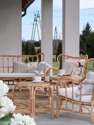 Lounge Set mit Tisch 4-Sitzer BRINDISI Rattan Naturfarben_820842