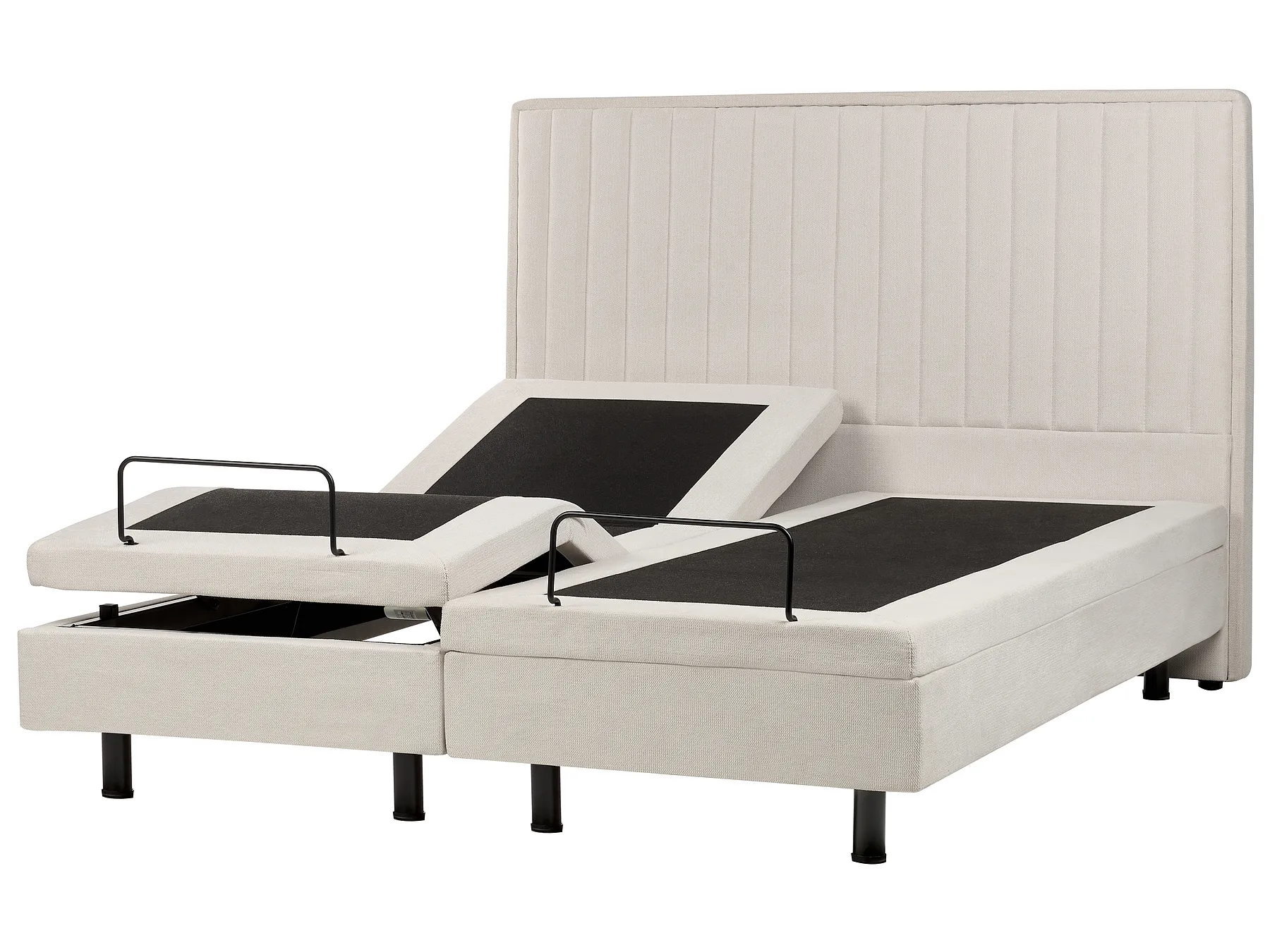 Adjustable Bed Fabric DUKE II 160 x 200 cm (EU King Size) Light Beige_910543