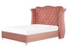 Bett mit Lattenrost Samtstoff AYETTE 160 x 200 cm Rosa