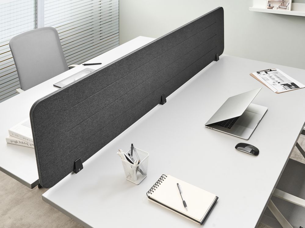 Desk Screen ZIGGY 180 x 40 cm Dark Grey