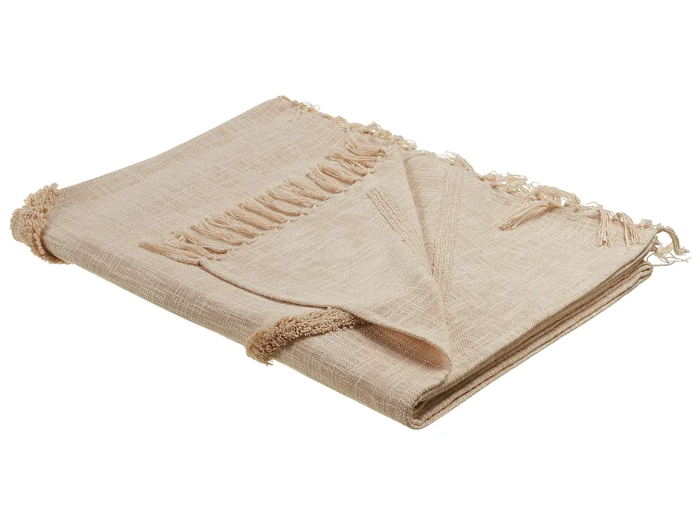 Kuscheldecke JAUNPUR Baumwolle 130 x 180 cm Beige