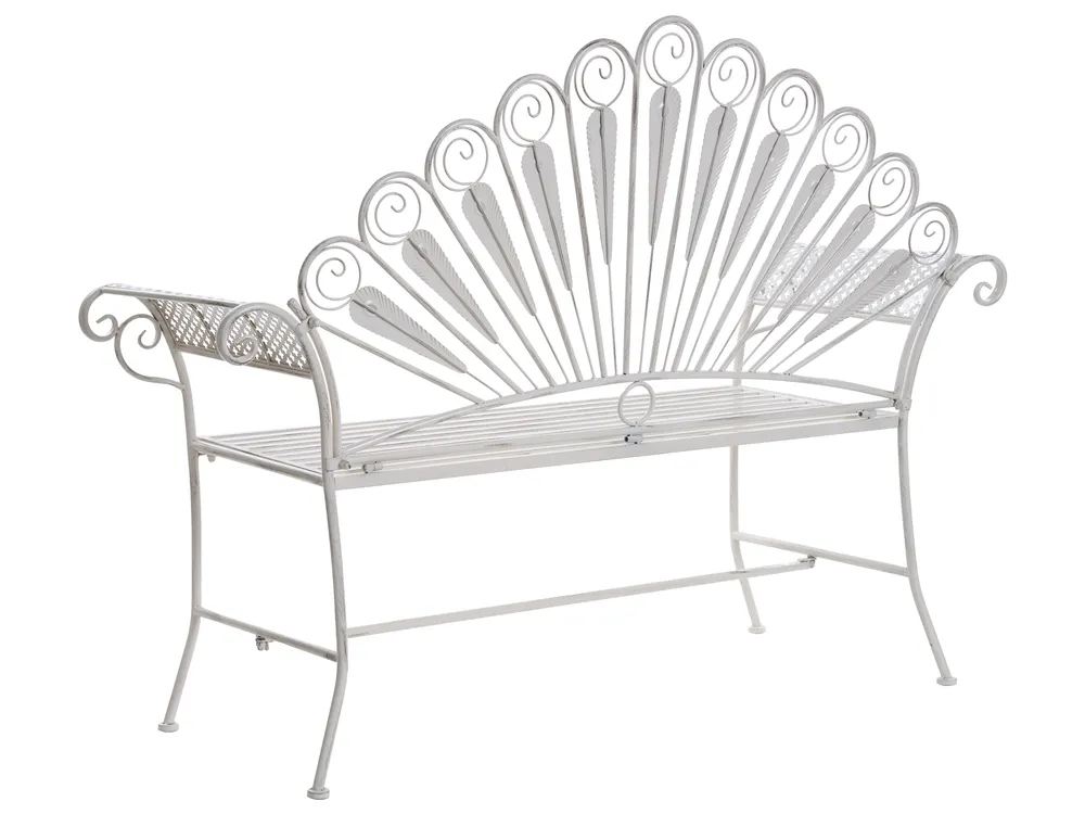 Gartenbank PAVIA 146 cm Metall Cremeweiß_1046015
