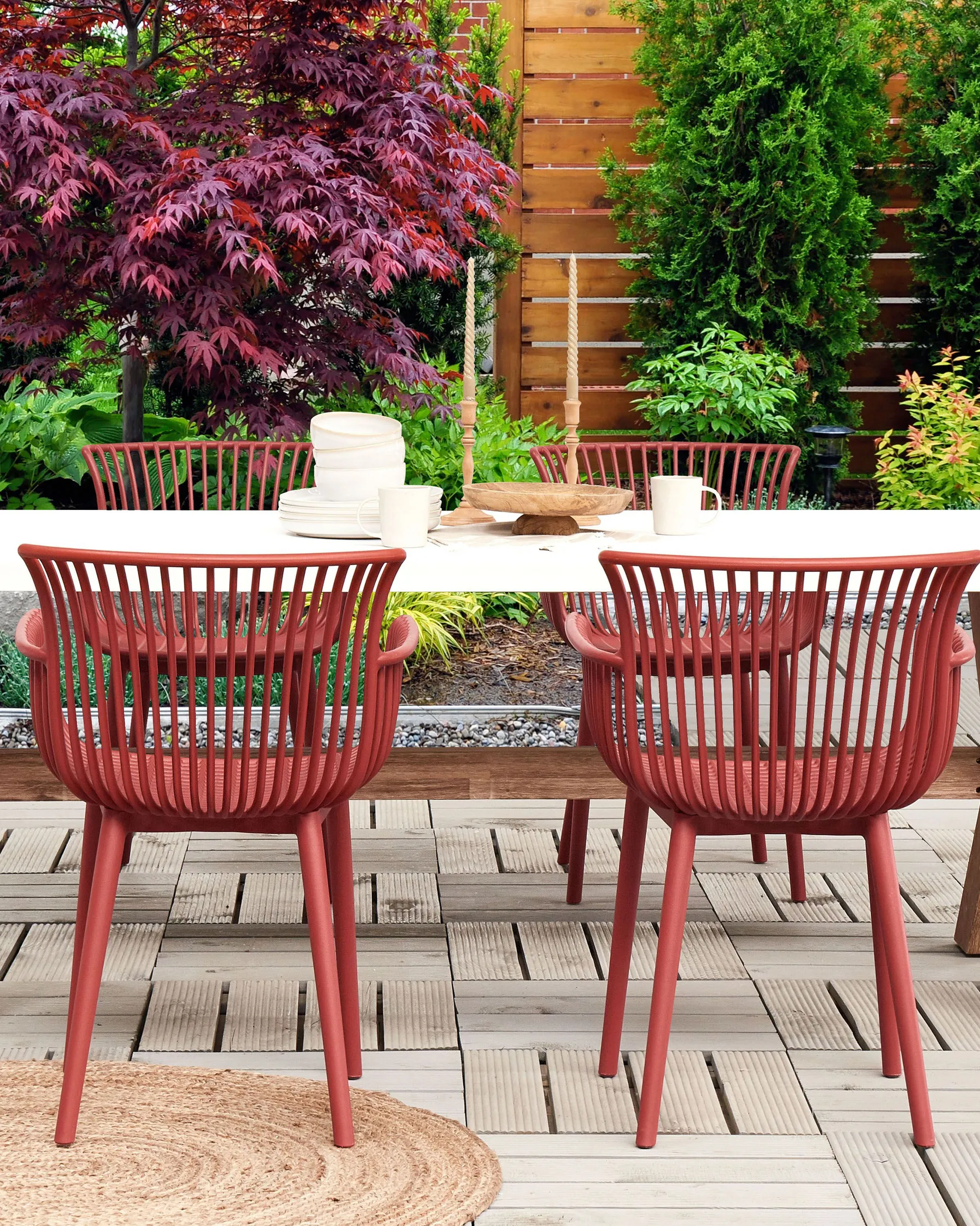 Set of 4 Garden Chairs PESARO Red_825411