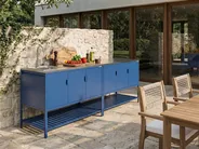 Outdoor-Küche 2er Set mit Spüle MAENZA Blau Metall_1044954