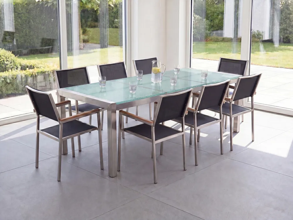 Gartentisch GROSSETO 220 cm 100 cm Crashglas Transparent_774293