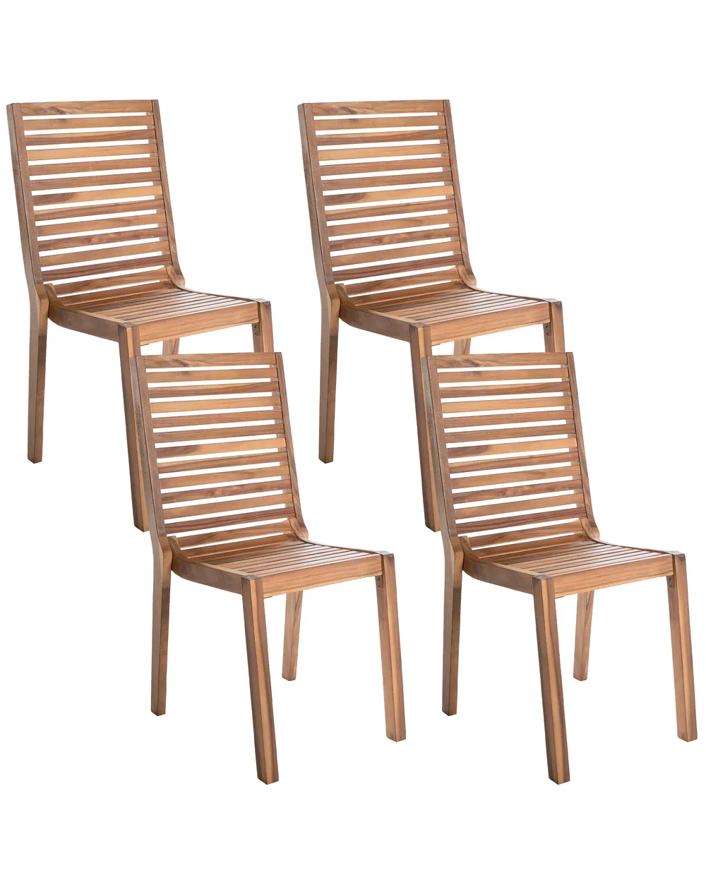 Gartenstuhl 4er Set OMBRIANO zertifiziertes Akazienholz Hellbraun