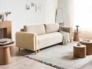 Sofa Bed 3 Seater KVAM with Storage Boucle Light Beige_1021826