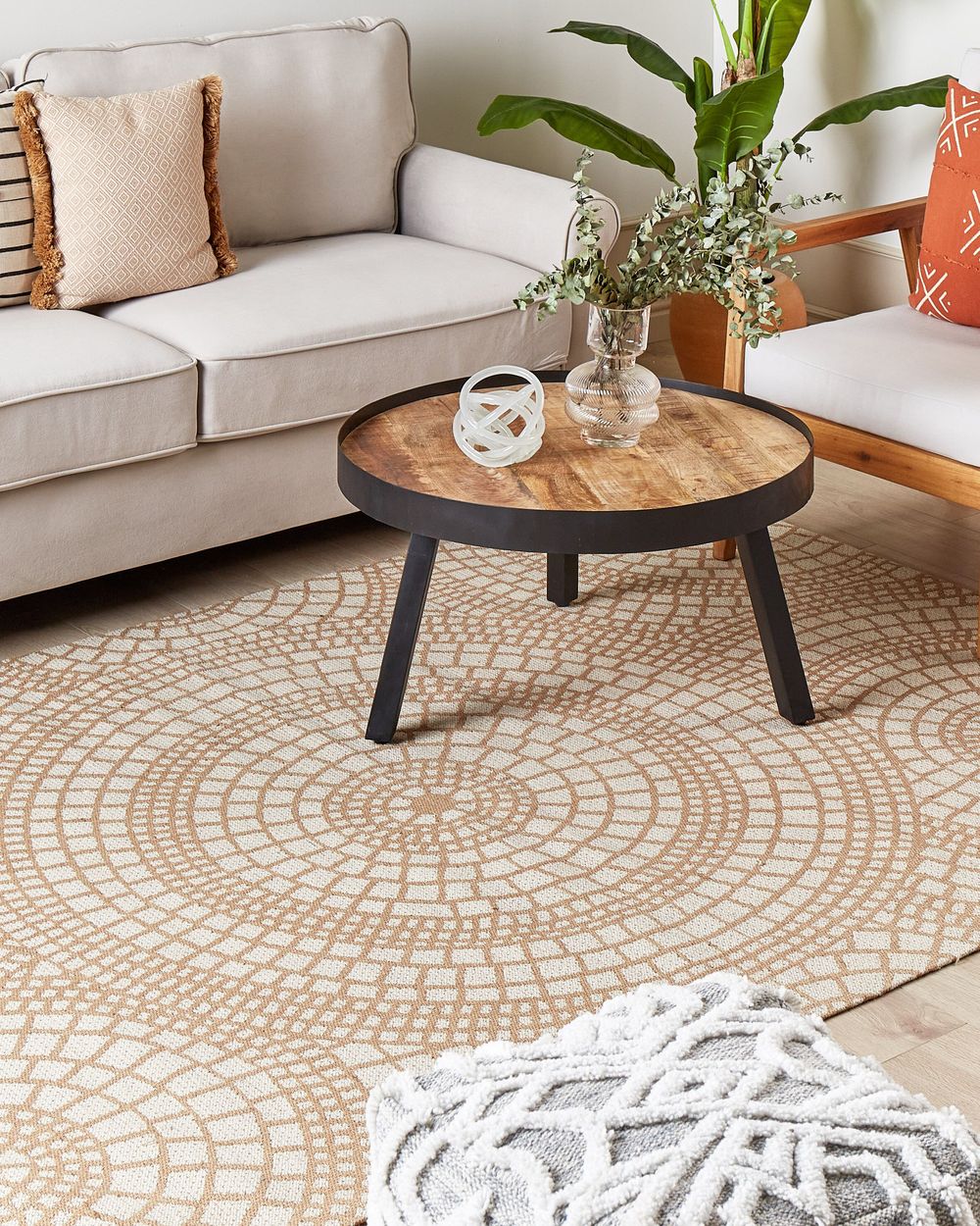 Rug ARIBA White Beige 160 x 230 cm Jute