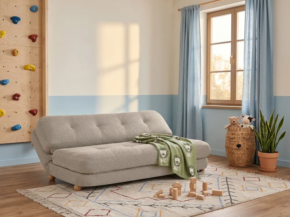 Schlafsofa 2-Sitzer ESBJERG Kunstleinen Beige_1059265