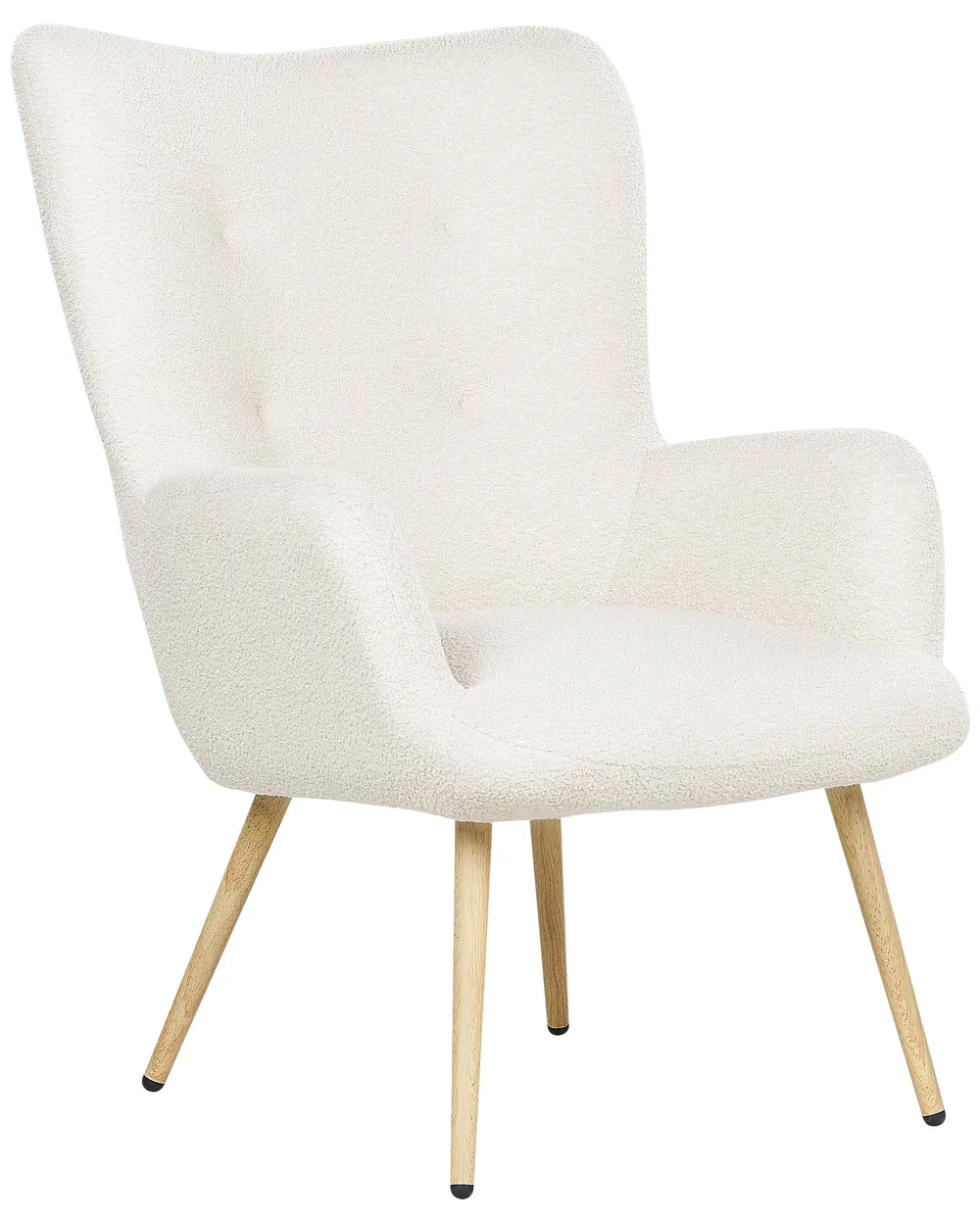Wingback Chair VEJLE with Footstool Boucle Off-White_901564
