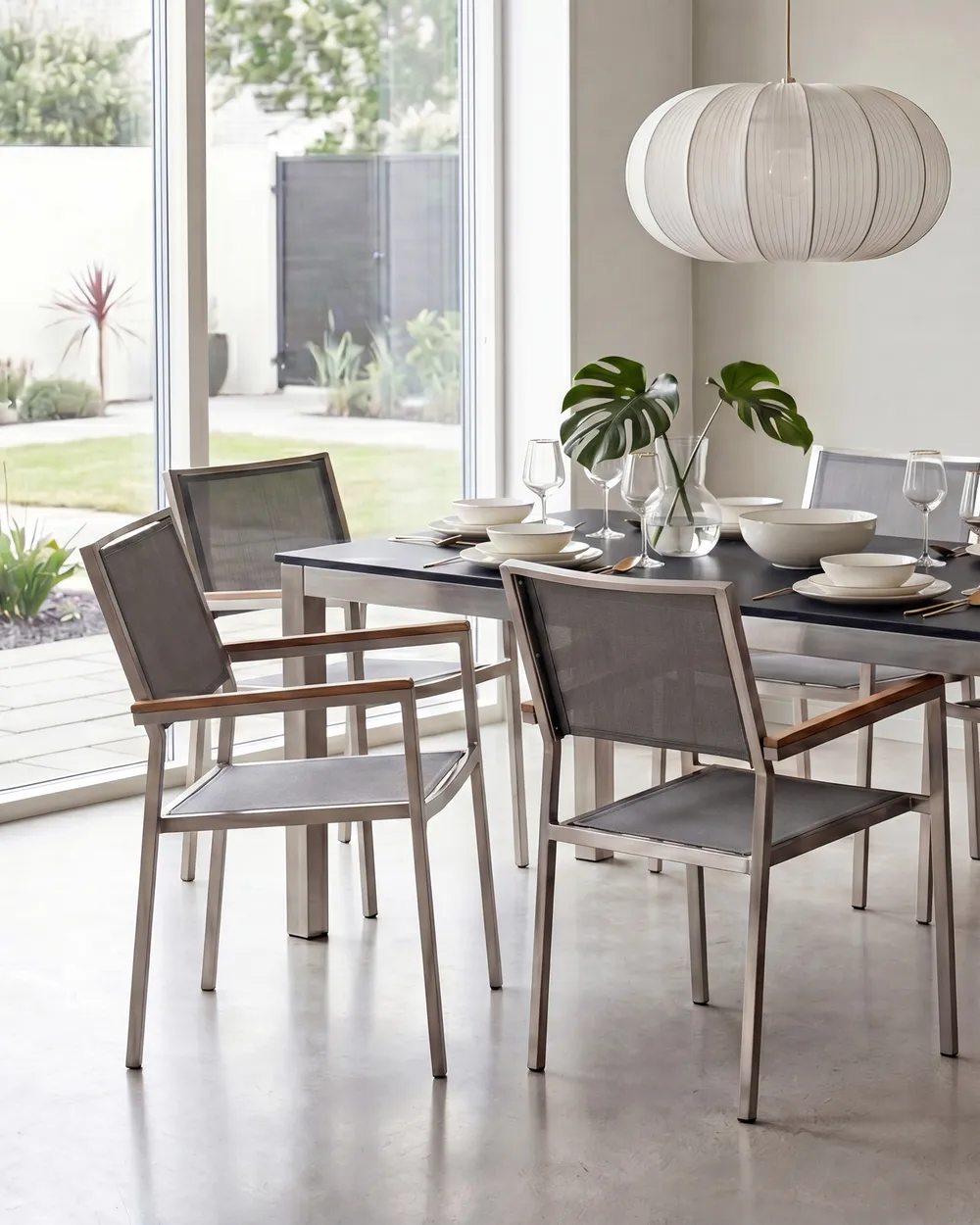 Gartenstuhl 4er Set GROSSETO Edelstahl Grau_1106705