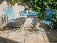 Bistro Set klappbar PAVIA Metall Blau_1046297