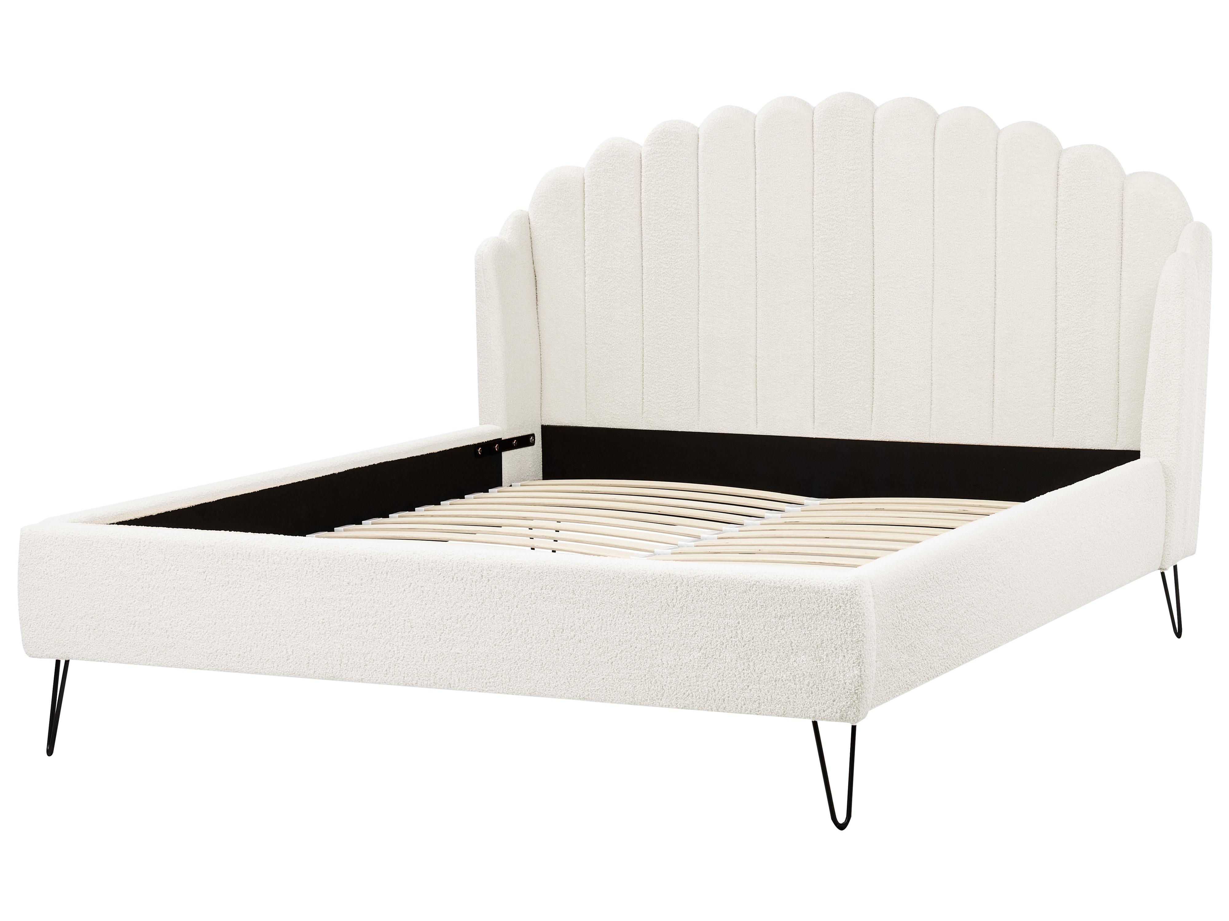 Bed Boucle AMBILLOU 140 x 200 cm (EU Double) Off-White_967566