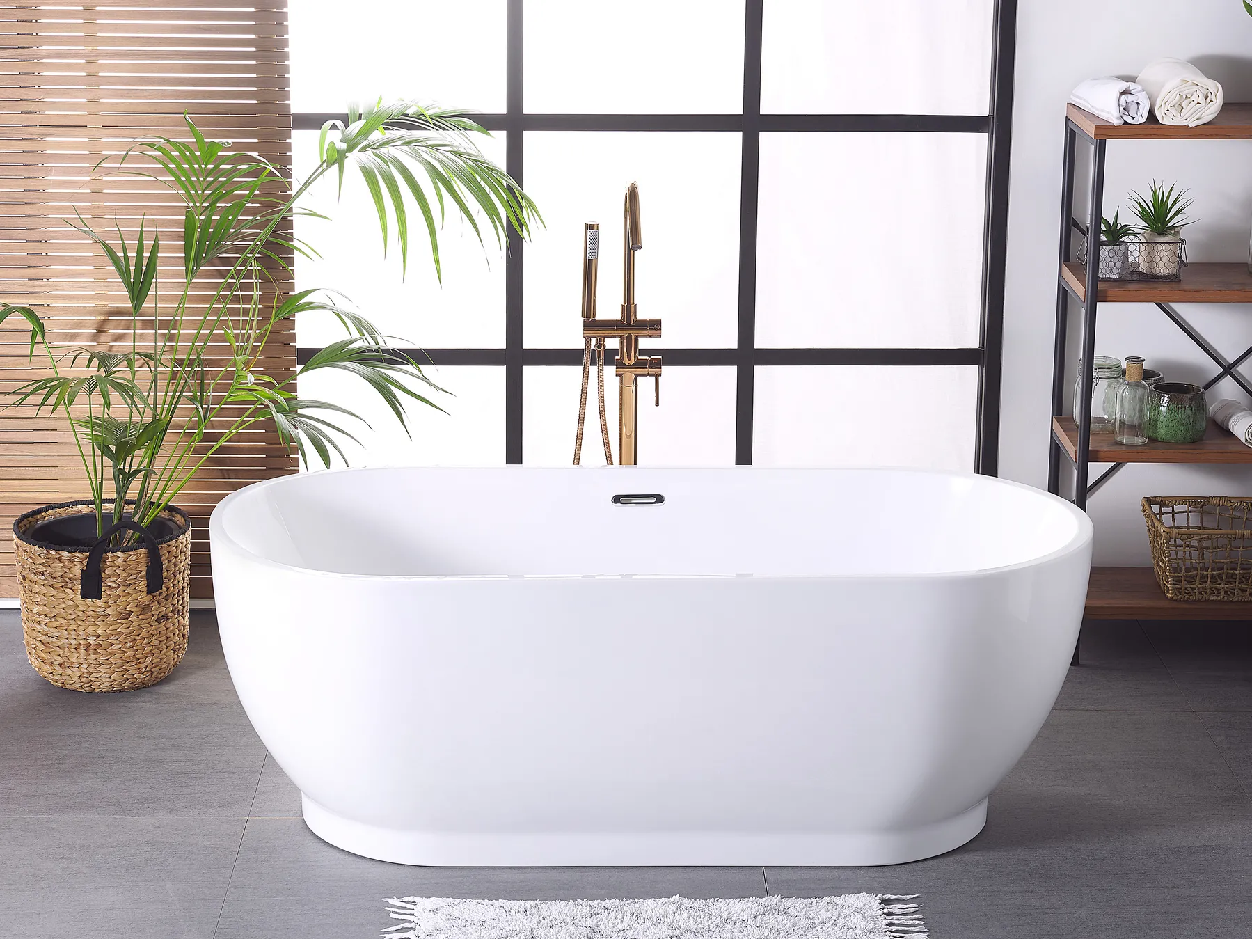 Freistehende Badewanne LEVERA 170 x 78 cm Weiß_765332
