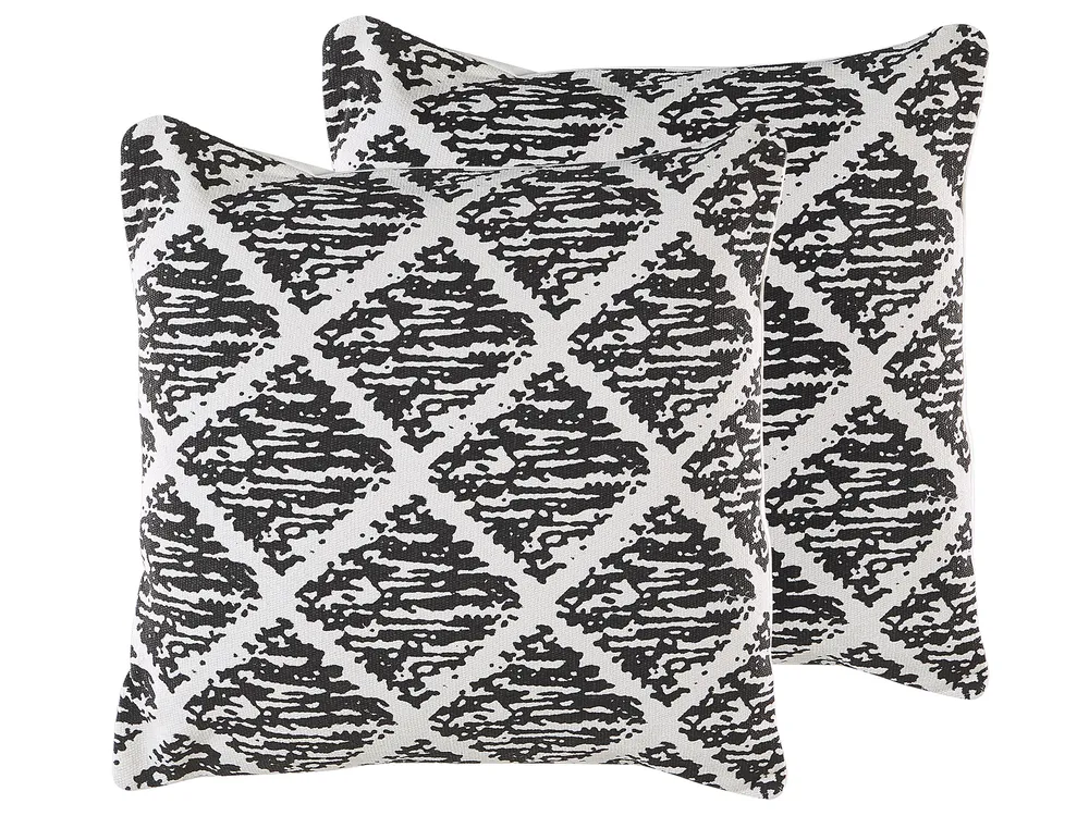 Dekokissen 2er Set HAZRO 45 x 45 cm Baumwolle Schwarz Geometrisches Muster