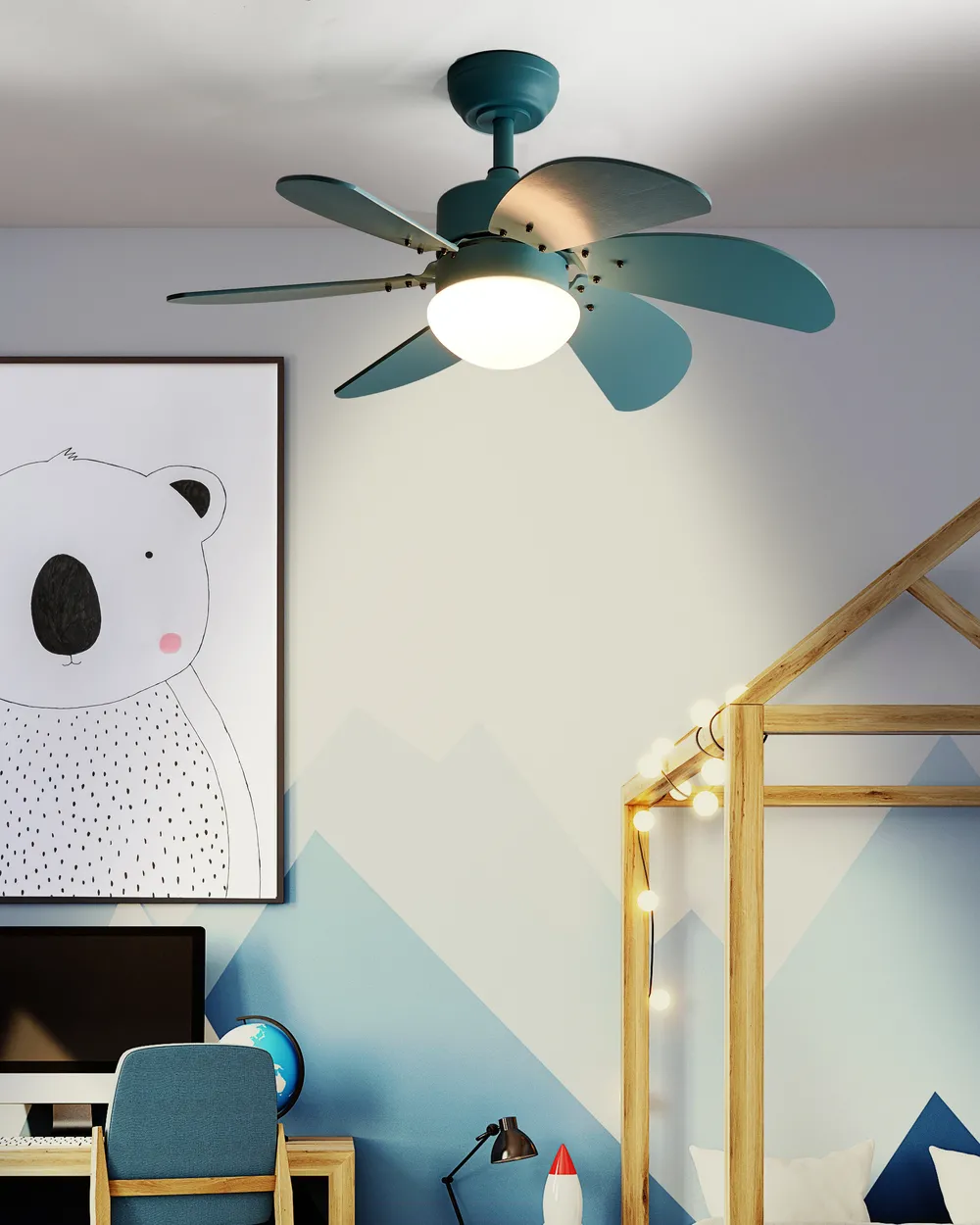 Deckenventilator mit Licht LOGAR mit Fernbedienung LED Blau_982284