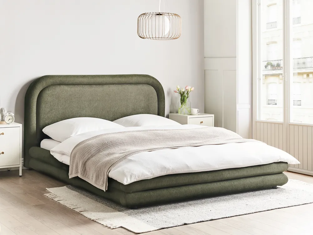 Bett mit Lattenrost Kunstleinen LAVARDENS 160 x 200 cm Grün