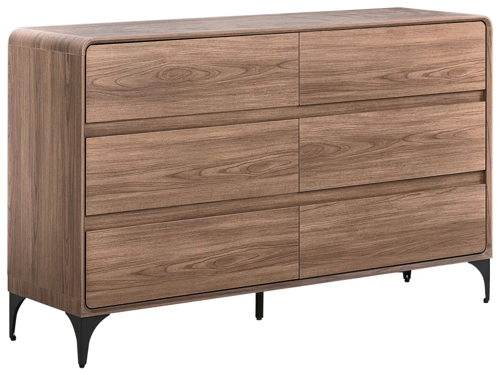 Kommode mit 6 Schubladen COWELL Dunkelbraun