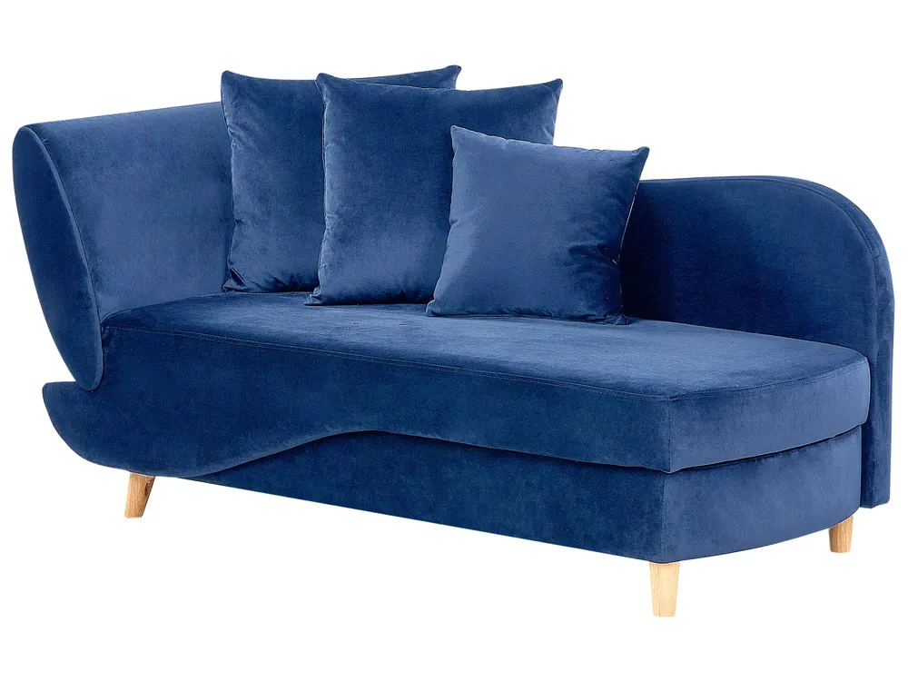 Linksseitige Chaiselongue MERI mit Stauraum Samtstoff Marineblau_914259