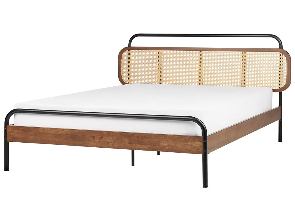 Bett mit Lattenrost Rattan BOUSSICOURT 180 x 200 cm Dunkelbraun