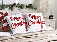 Set of 2 Decorative Cushions PIZZELLE 45 x 45 cm Cotton Off-White Christmas Motif_1183606