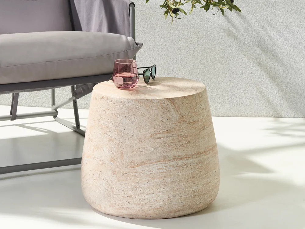 Beistelltisch BIENTINO 46 cm 46 cm Travertinoptik