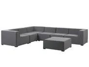 Garten Ecksofa mit Ottomane 7-Sitzer AREZZO modular Grau rechtsseitig_825161