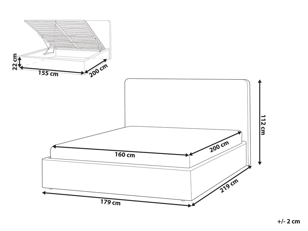 Ottoman Bed BRENON Boucle Off-White 160 x 200 cm (EU King Size)_979266
