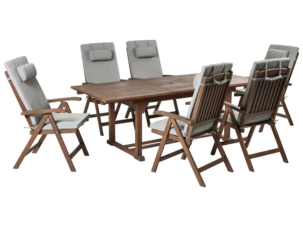 Gartenmöbel Set 6-Sitzer AMANTEA PREMIUM Akazienholz Grau meliert