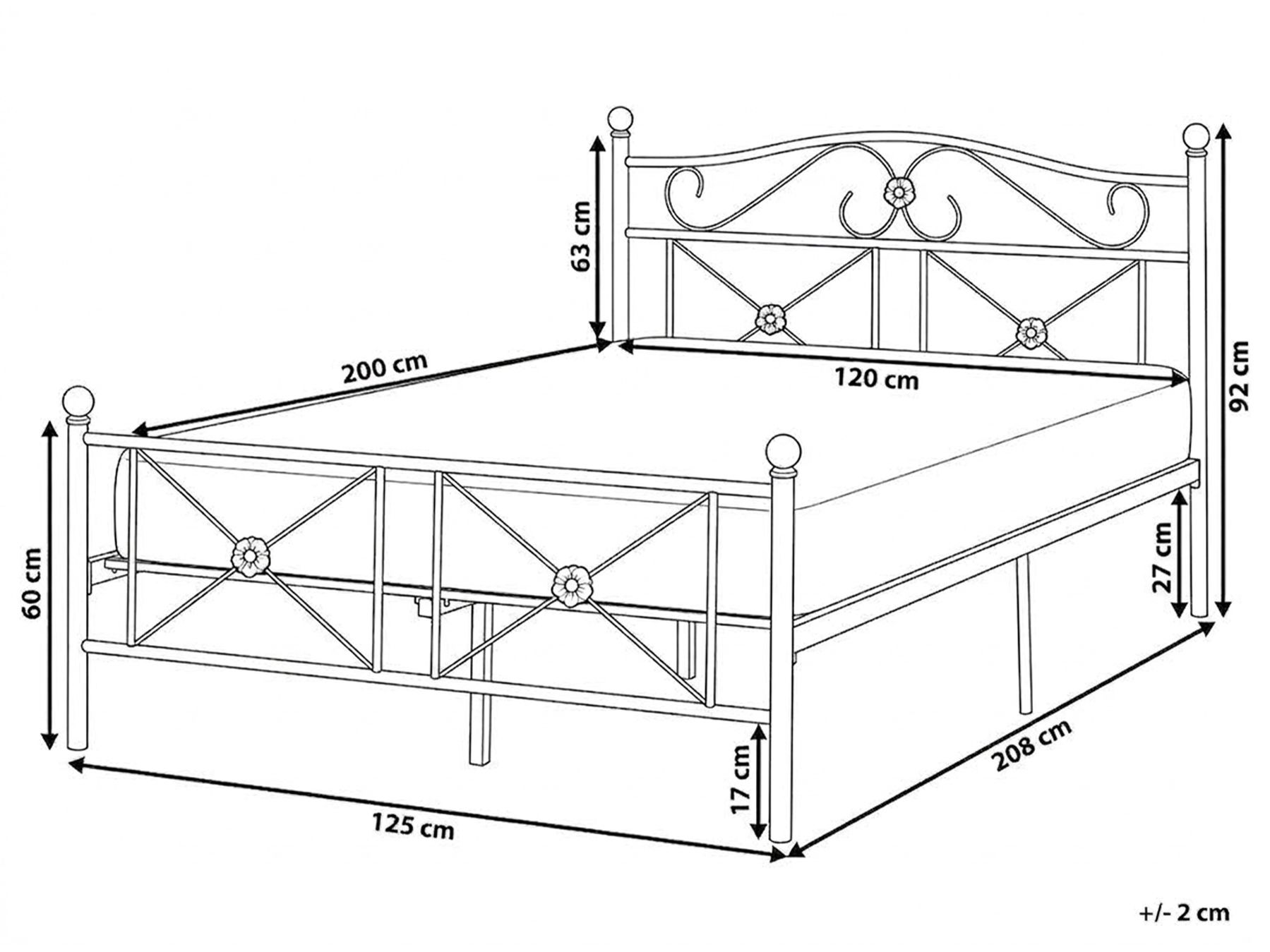 Bed Metal RODEZ 120 x 200 cm (EU Small Double) Black_1026516