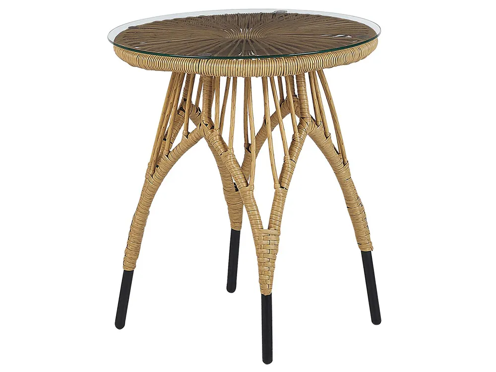 Bistro Set with Cushions PELLARO PE Rattan Black_809775