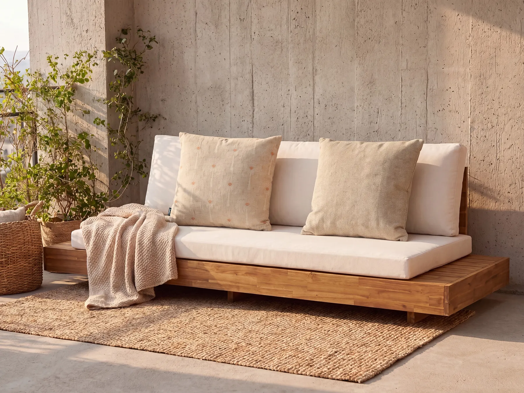 Set of 2 Outdoor Cushions CALIA Plant Pattern 45 x 45 cm Beige_1125454