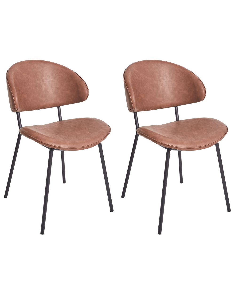 Set van 2 eetkamerstoelen KIANA Kunstleer Bruin