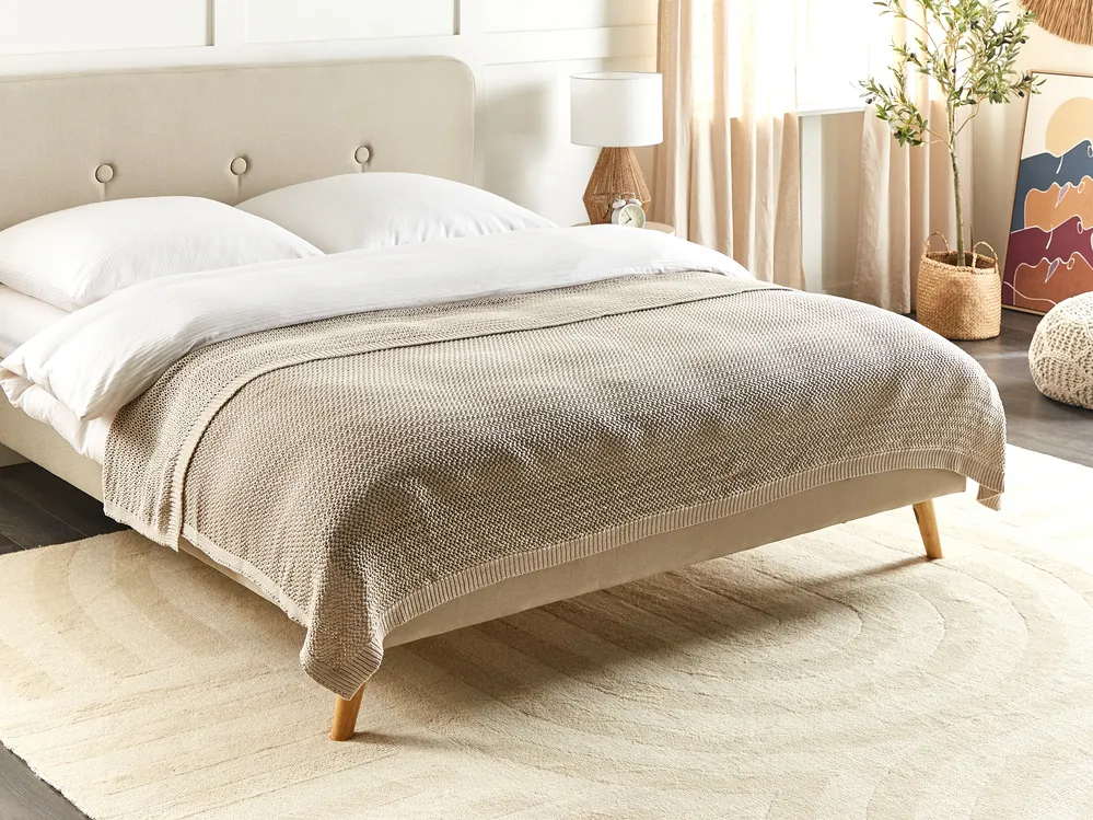 Tagesdecke ILEN Baumwolle 150 x 200 cm Hellbeige