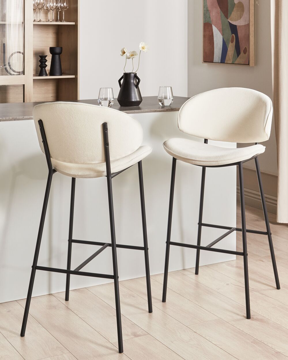 Set of 2 Bar Chairs KIANA Light Beige
