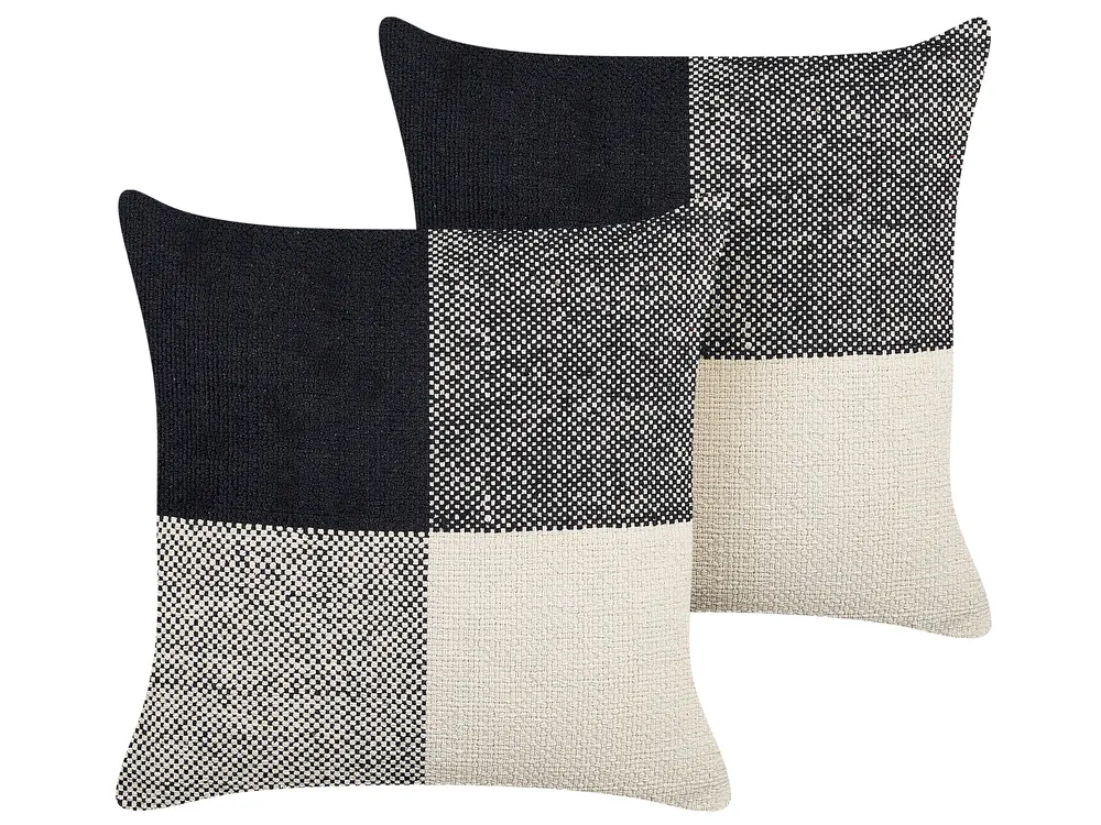 Dekokissen 2er Set LAELIA 45 x 45 cm Baumwolle Schwarz Patchwork