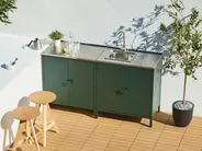 2 Piece Outdoor Kitchen Set with Sink VILAMA Green Metal_974240