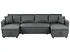 U-Shape Sofa Bed 5 Seater SOMMEN with Storage Fabric Dark Grey