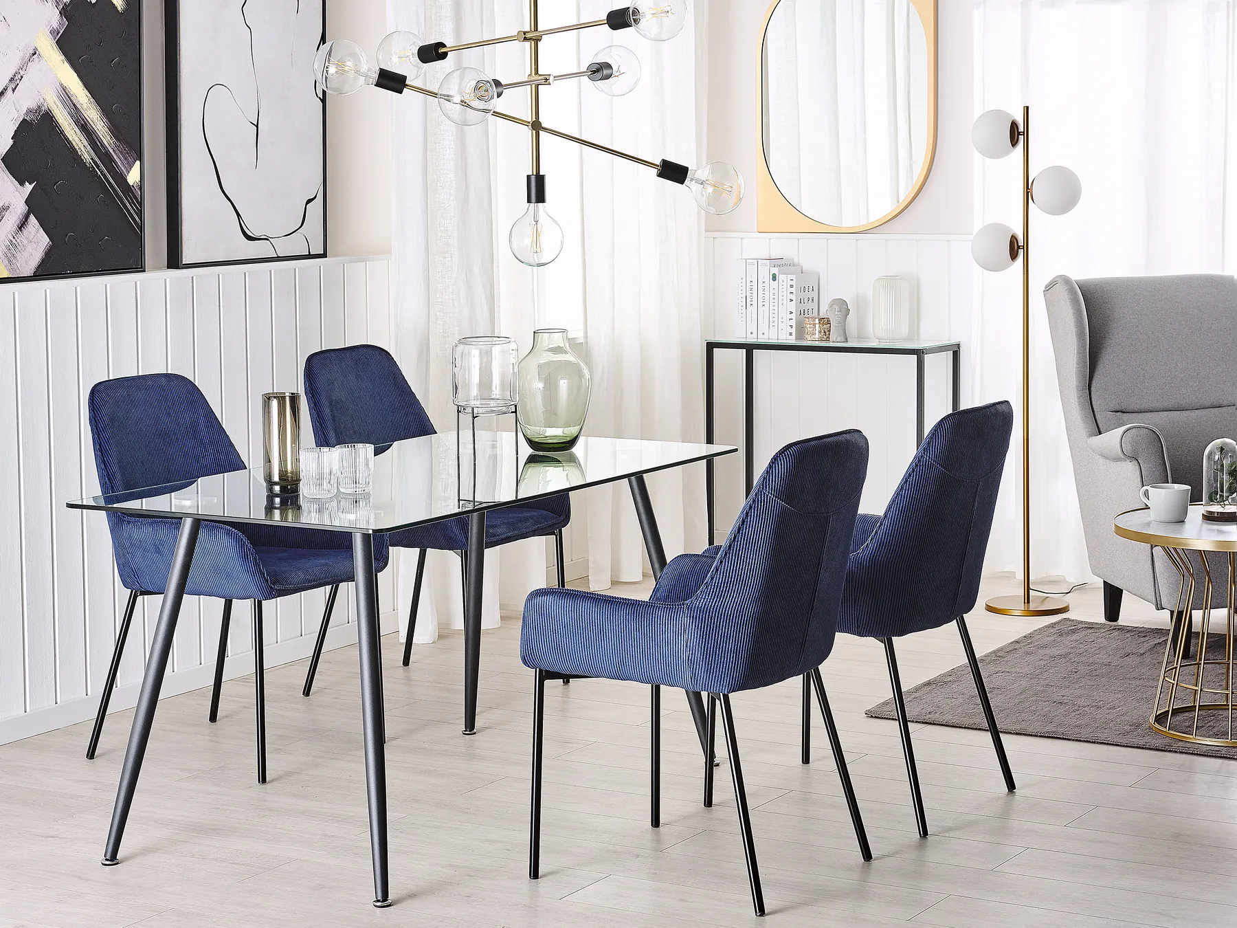 Dining Table MIDLAND Black 140 cm 80 cm Tempered Glass_785945