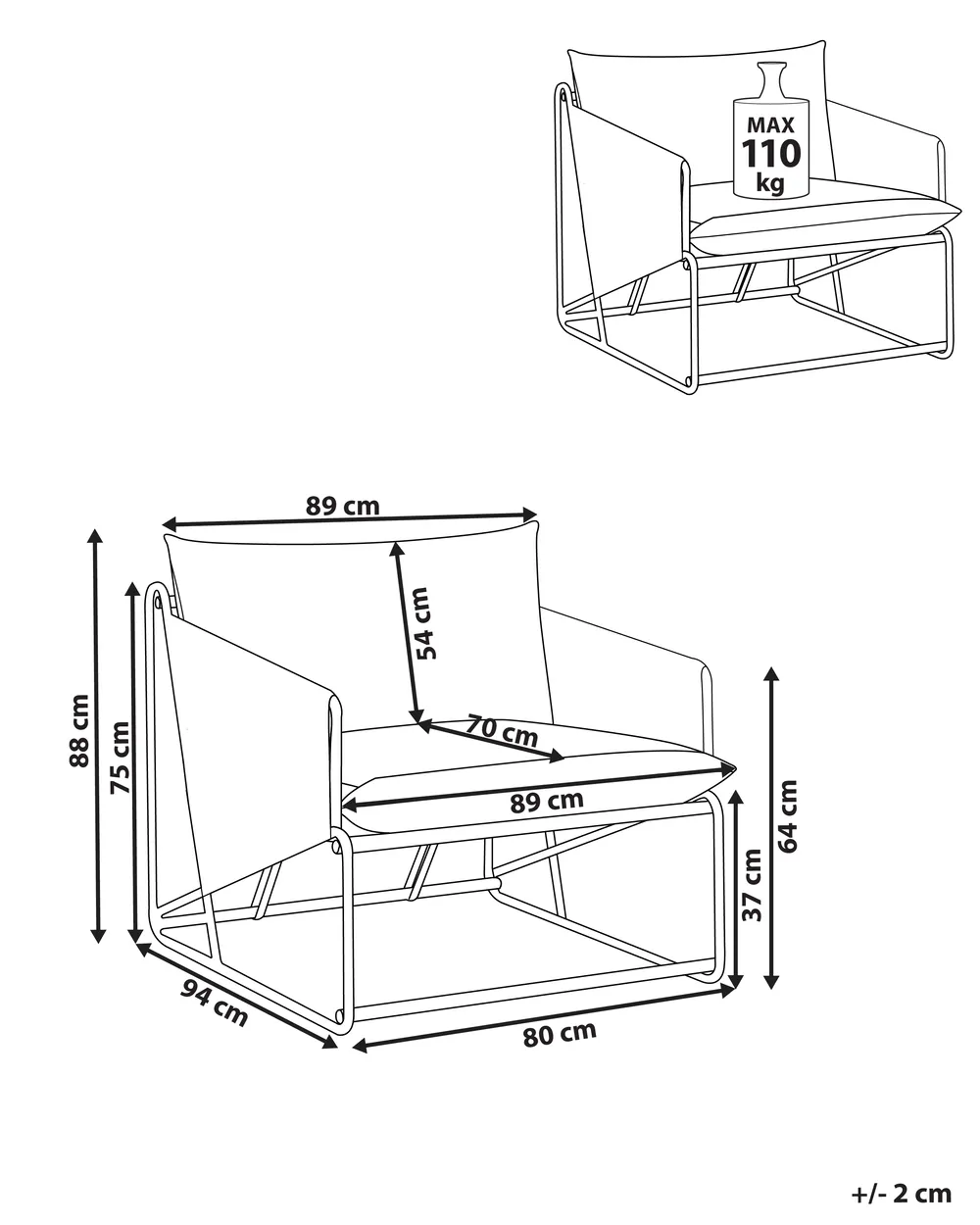 Stuhl mit Sitzkissen PONTE Metall Hellbeige_1014315