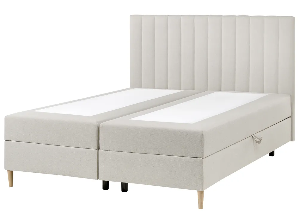 Boxspringbett mit Stauraum OFFICER Stoff Cremeweiß 160 x 200 cm_1016279