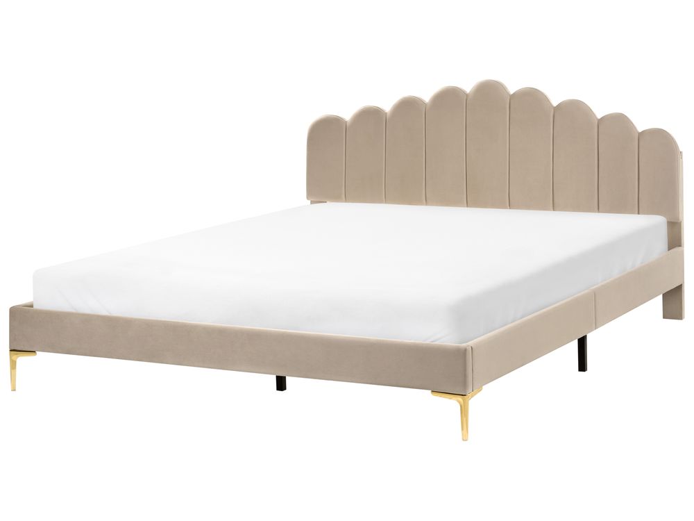 Bed Fluweel SAUVIAN 180 x 200 cm Taupe