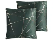 Set of 2 Decorative Cushions PINUS 45 x 45 cm Velvet Dark Green Geometric Pattern_810636