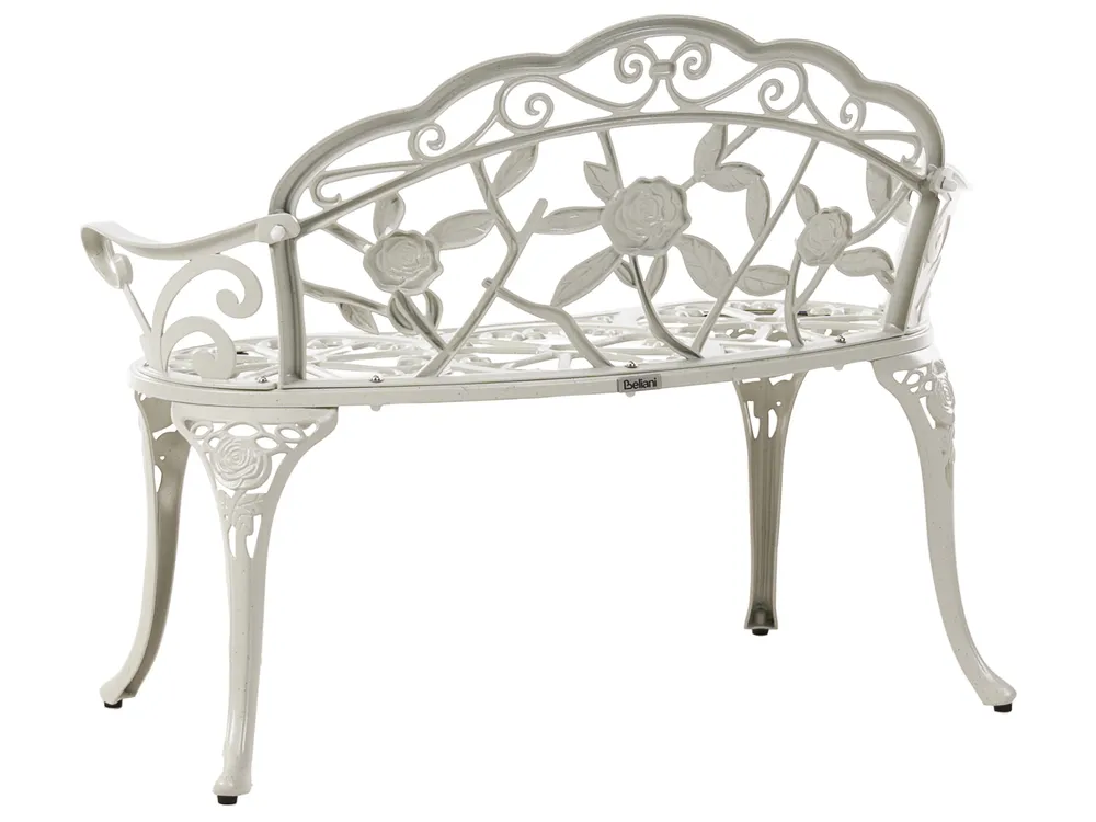 Garden Bench PIURA 88 cm Metal White_1012098