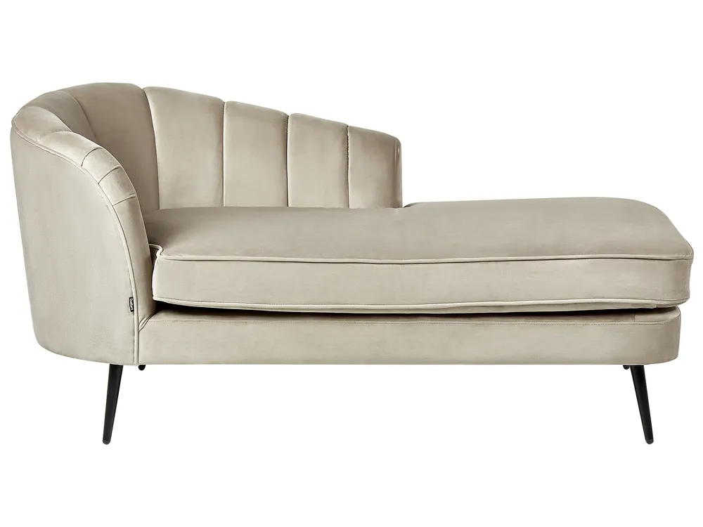 Linksseitige Chaiselongue ALLIER Samtstoff Beige