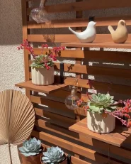 Gartenbank mit Wandpaneel MATINO 80 cm 170 cm Akazienholz Braun_976577