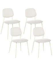 Set of 4 Dining Chairs RILEY Fabric Off-White_1039701