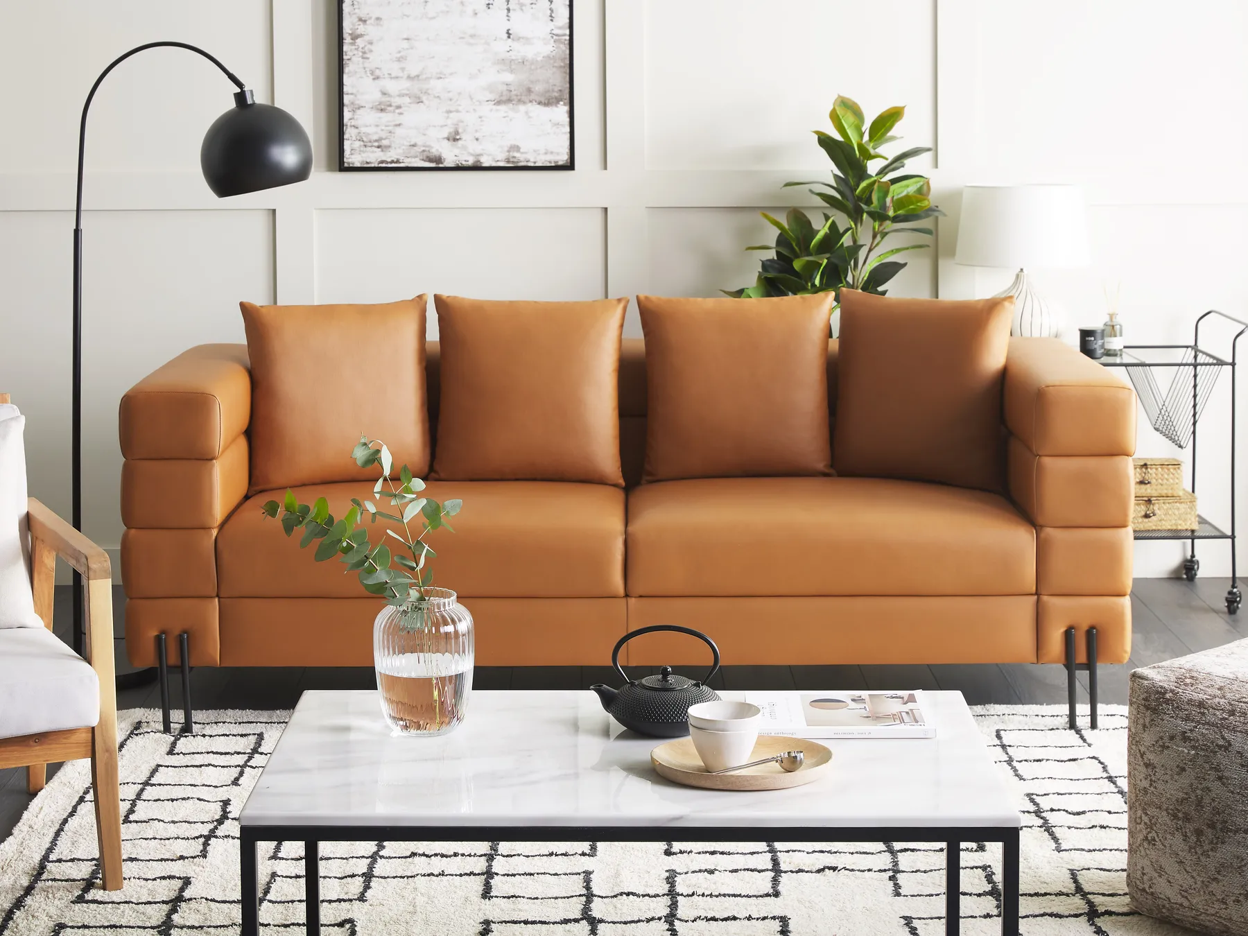 Sofa 3-Sitzer GRANNA Kunstleder Braun_819106